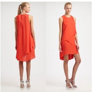 BCBGMaxAzria Orange Asymmetrical Halter Sundress